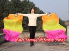 1 pair 1.8m (71") orange-yellow-pink belly dance silk fan veils