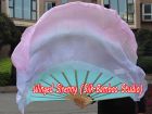 pastel (turquoise-purple-pink) large short silk dance fans (flutter), 41" (105 cm)