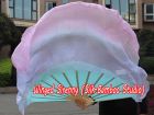 pastel (turquoise-purple-pink) right hand big silk flutter fan, 41" (105 cm)