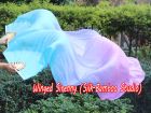 1 pair 1.8m (71") pastel (turquoise-blue-purple) belly dance silk fan veils