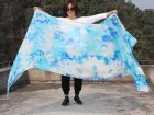 1 piece white+turquoise+blue tie-dye 5 Mommes belly dance silk veil 