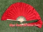 1 Pair red short Chinese silk dance fan, 10cm (4") flutter