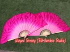 1 paar Chinesischer kurzer flatterfächer aus seide hell rosa-rosa, 10cm seide.