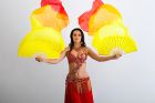 1 pair 1.5m (59") yellow-orange-red belly dance silk fan veil