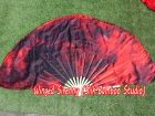 1 Pair Lava short Chinese silk dance fan, 30cm (12") flutter