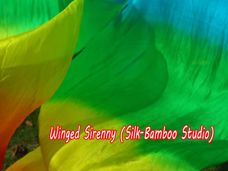 1 pair 1.8m (71") Reverse Rainbow belly dance silk fan veils