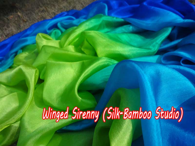 1 piece blue-aqua-yellow green 5 Mommes colorful belly dance silk veil 