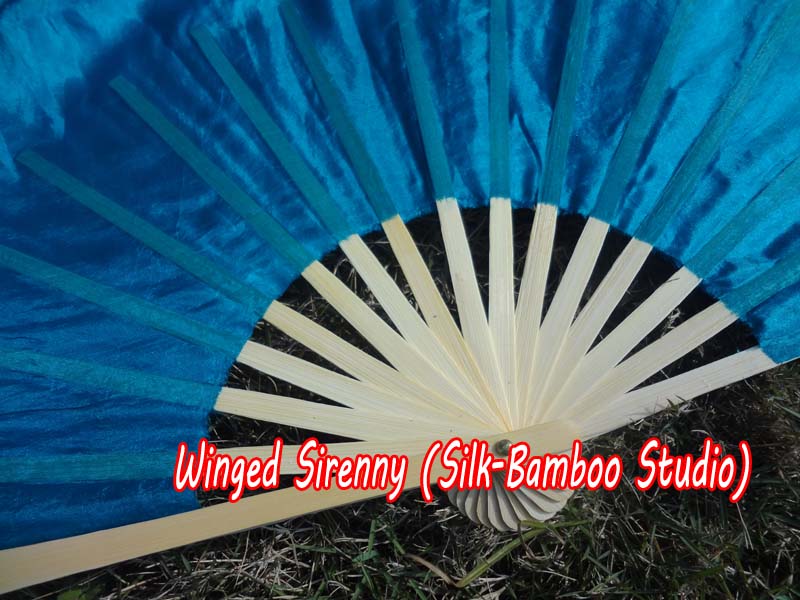 1 pair 1.1m (43") aqua fading silk fan veils for kids