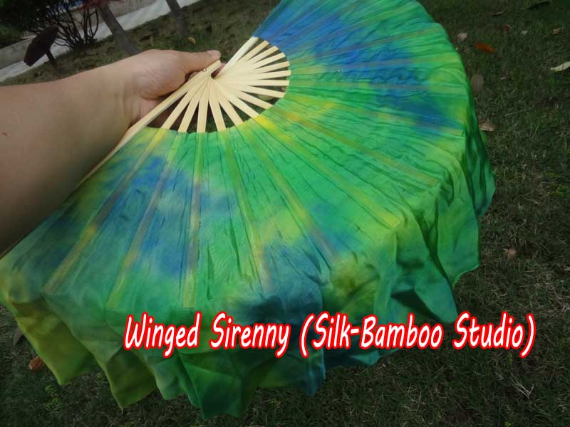 1 Pair Breeze short Chinese silk dance fan, 10cm (4") flutter