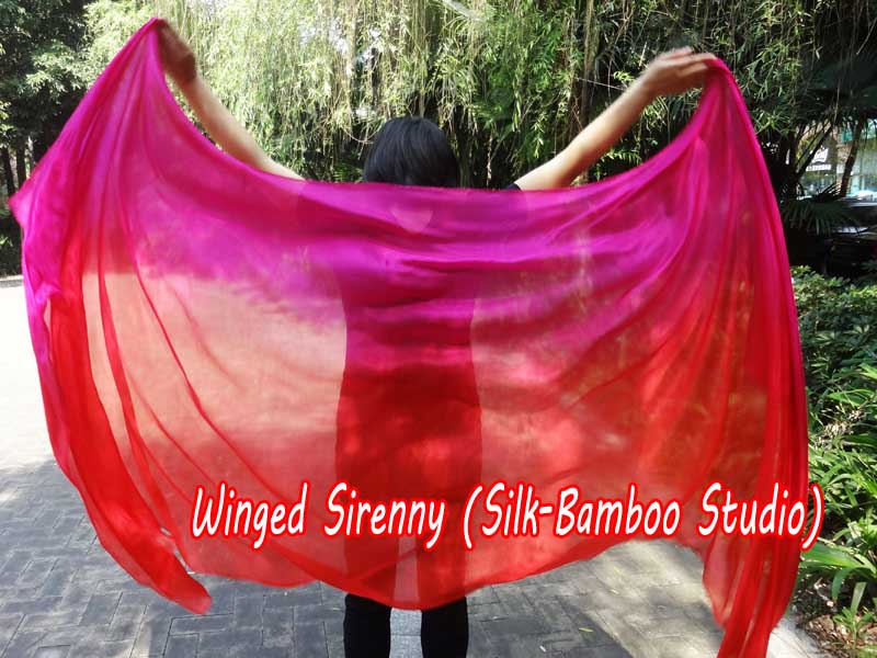 1 piece red-pink 5 Mommes colorful belly dance silk veil 