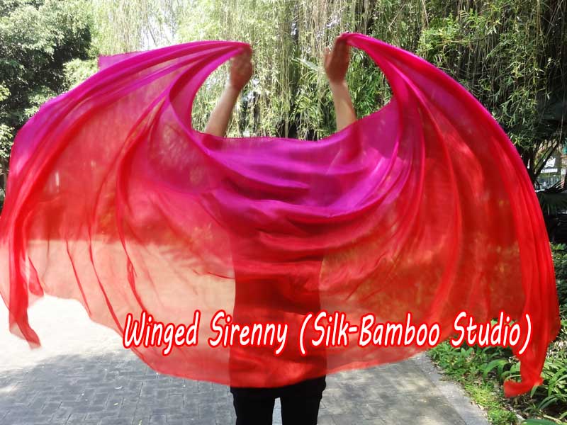 1 piece red-pink 5 Mommes colorful belly dance silk veil 