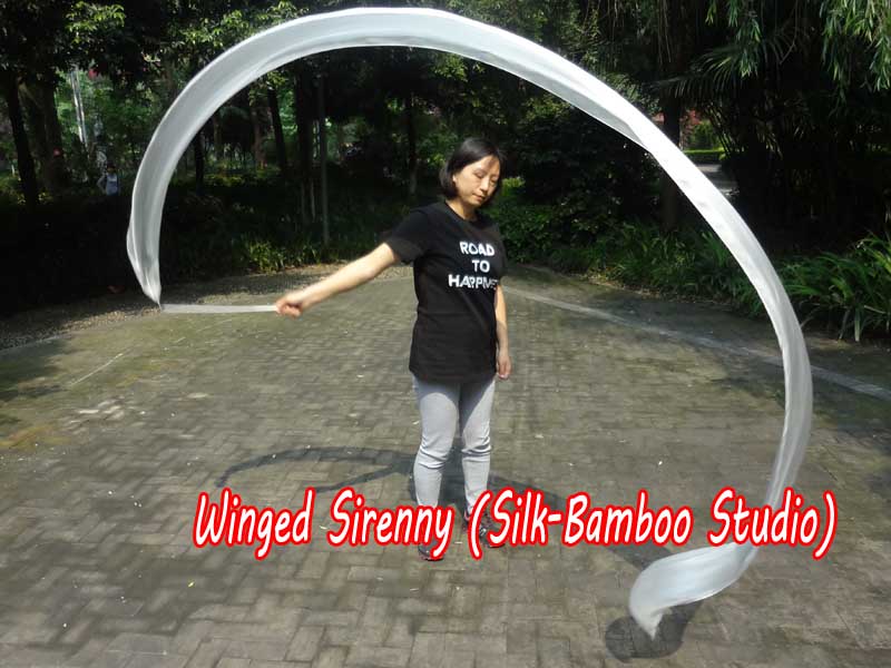 1 piece white 4m (4.4 yds) silk worship streamer