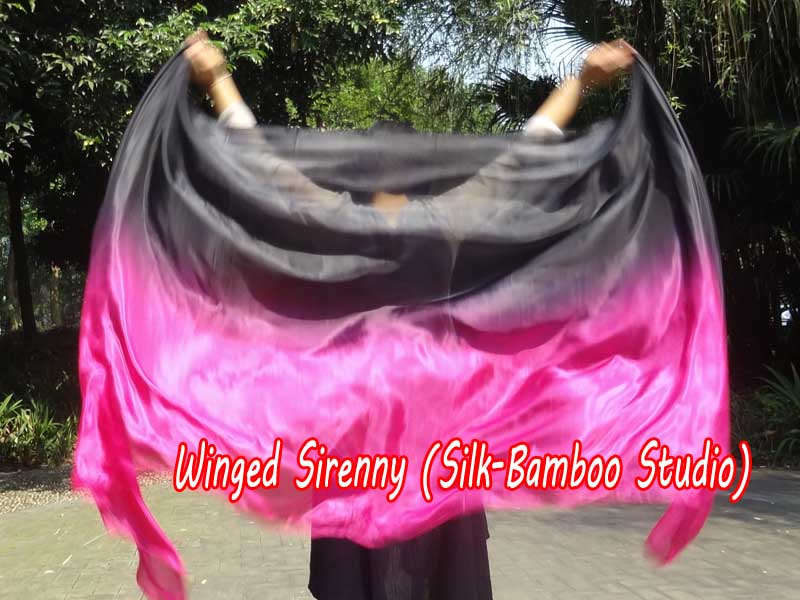 1 piece black-pink 5 Mommes colorful belly dance silk veil 