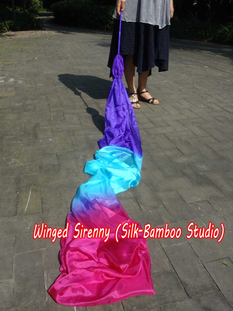 1 piece 2.5m (98") purple-turquoise-pink worship silk throw streamer