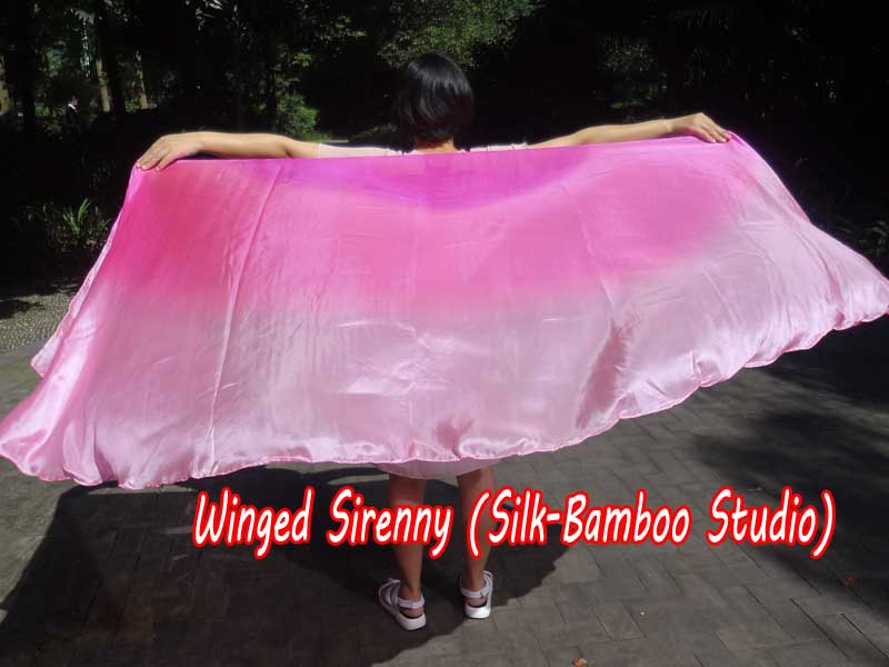 1 PIECE pink fading half circle 6 Mommes belly dance silk veil