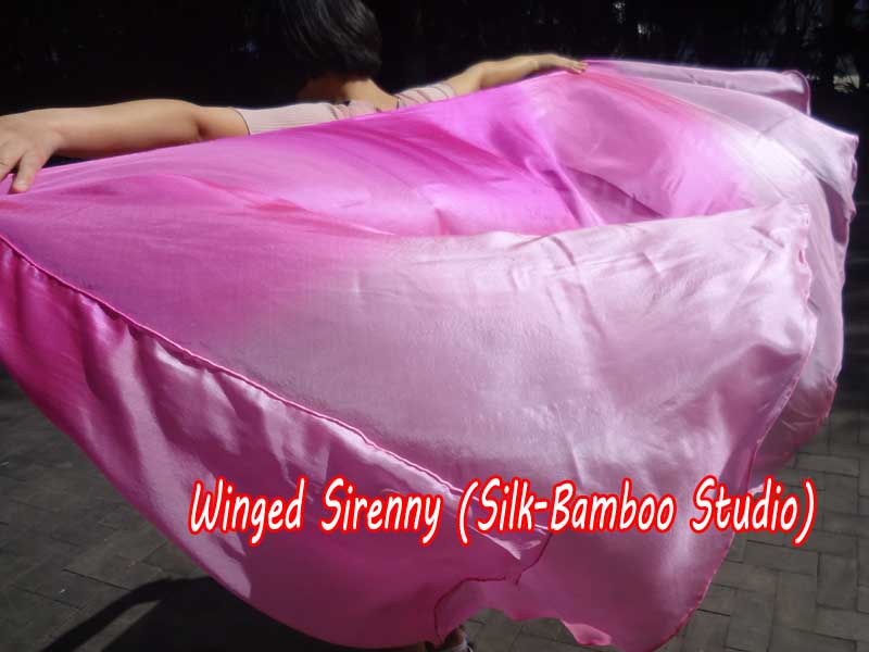 1 PIECE pink fading half circle 6 Mommes belly dance silk veil