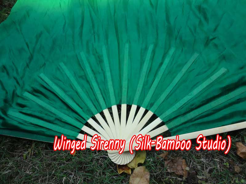1 pair 1.5m (59") Emerald belly dance silk fan veil