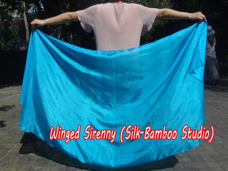 1 PIECE turquoise half circle 6 Mommes belly dance silk veil