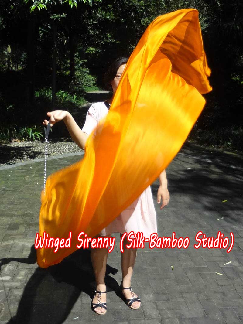 1 Piece orange 2.3m (90") dance silk veil poi