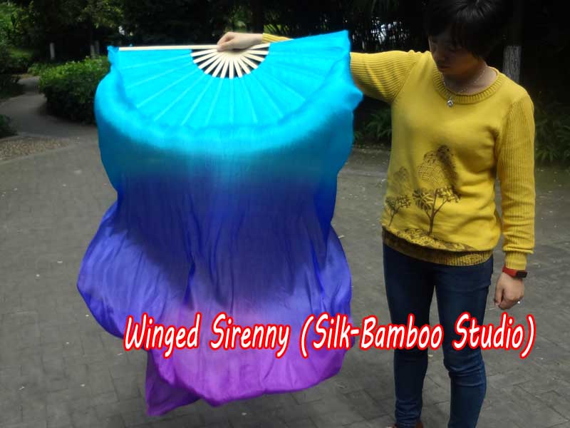 1 Piece right hand 1.8m (71") Mystery belly dance silk fan veil