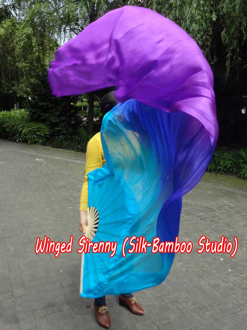 1 Piece right hand 1.8m (71") Mystery belly dance silk fan veil