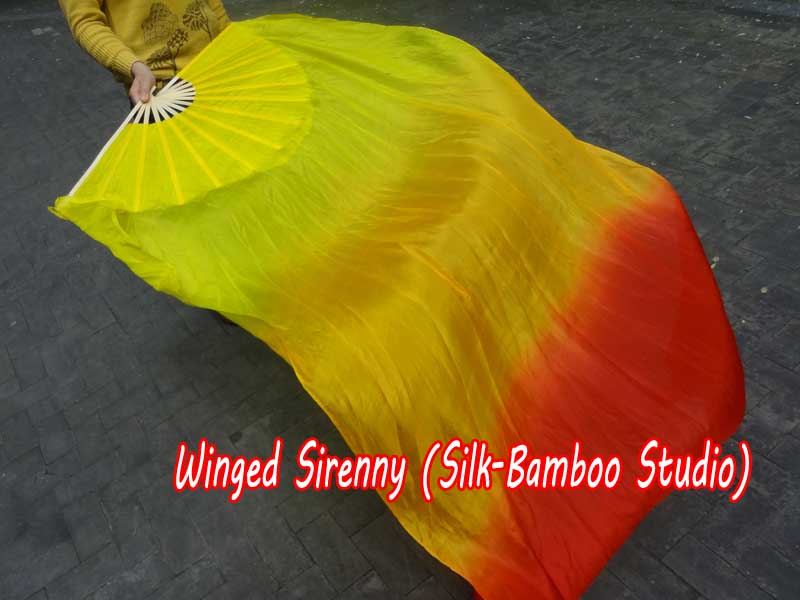 1 Piece right hand 1.8m (71") Fire belly dance silk fan veil