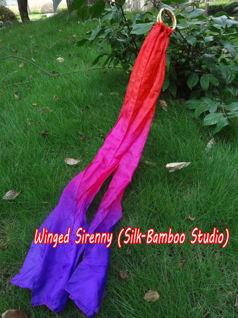 1 piece red-pink-purple real silk hand kite runner for kids play