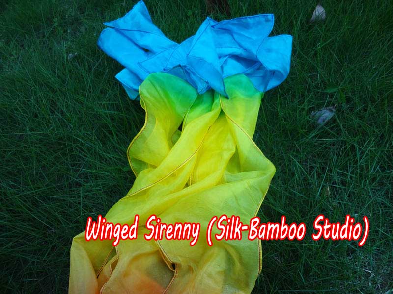 1 piece pink-yellow-turquosie real silk hand kite runner for kids play