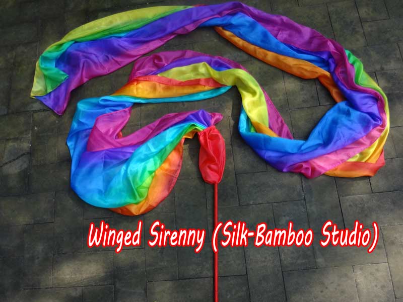 1 piece 4m (4.4 yards) long stripes Rainbow+ worship silk throw streamer