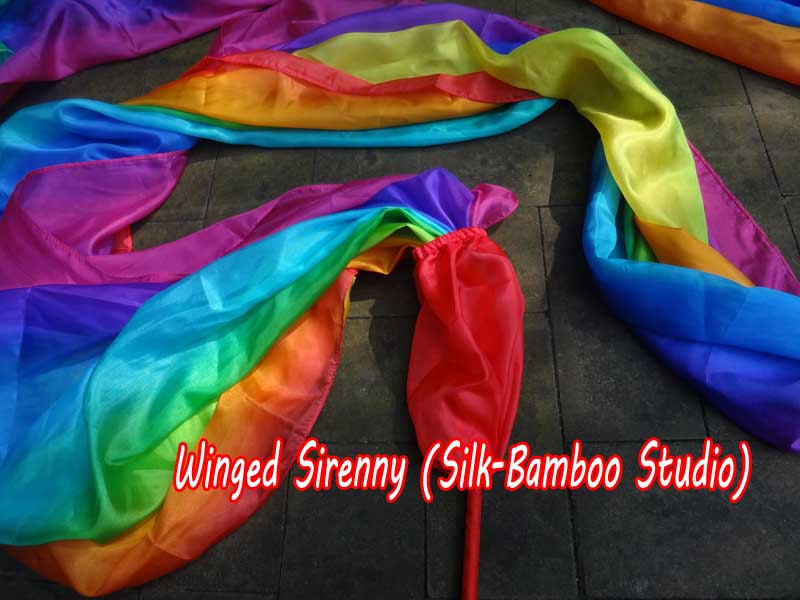 1 piece 4m (4.4 yards) long stripes Rainbow+ worship silk throw streamer