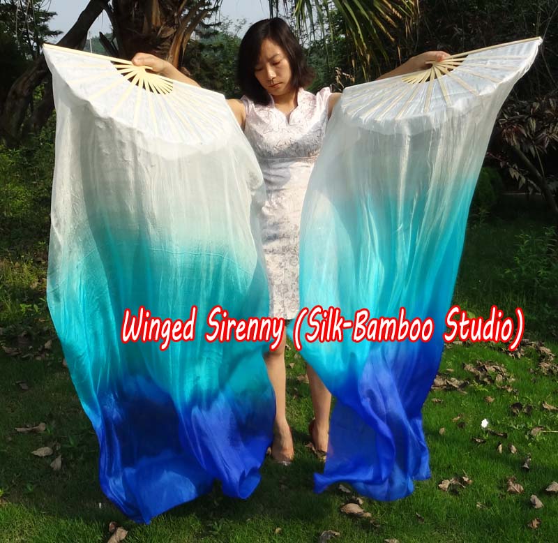 1 pair 1.5m (59") Royalty belly dance silk fan veil