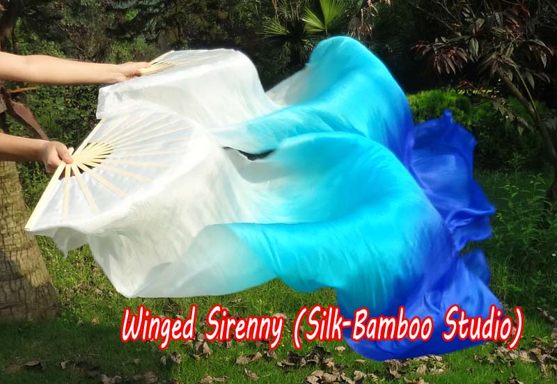 1 pair 1.5m (59") Royalty belly dance silk fan veil