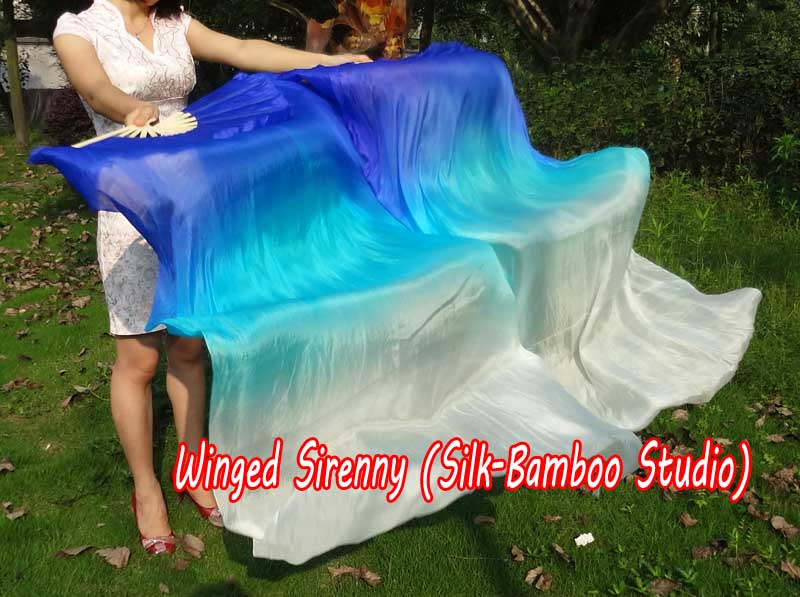 1 pair 1.5m (59") Grace belly dance silk fan veil
