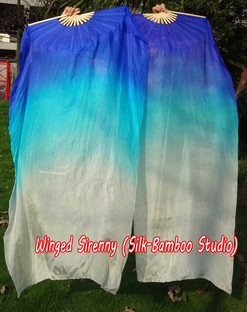 1 pair 1.5m (59") Grace belly dance silk fan veil