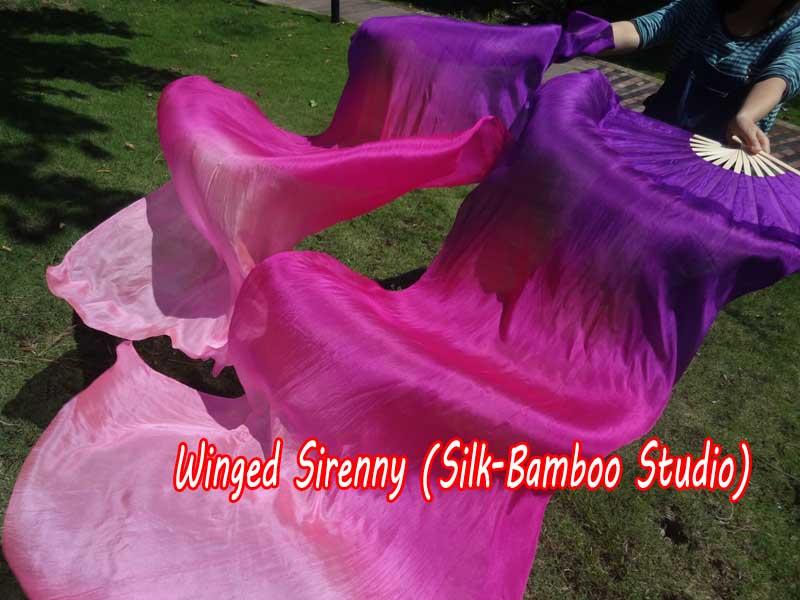 1 pair 1.8m (71") Prosperity belly dance silk fan veils