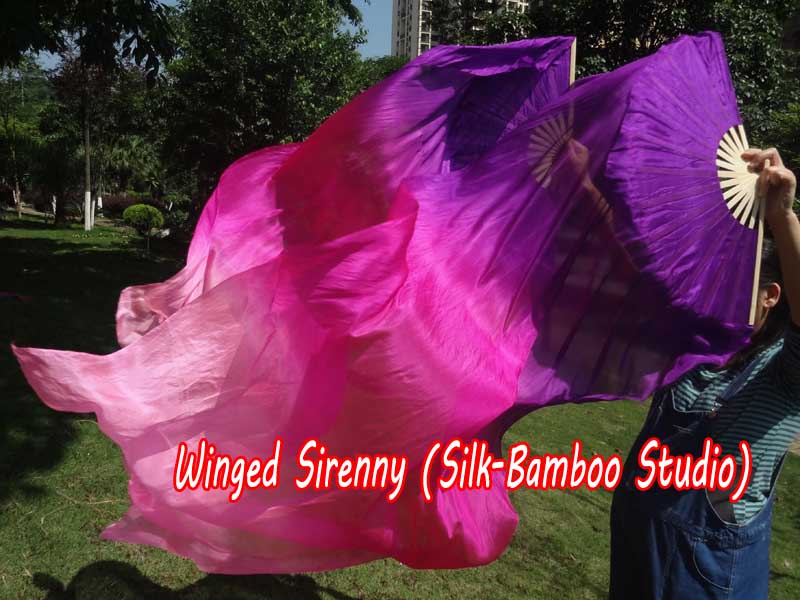 1 pair 1.8m (71") Prosperity belly dance silk fan veils