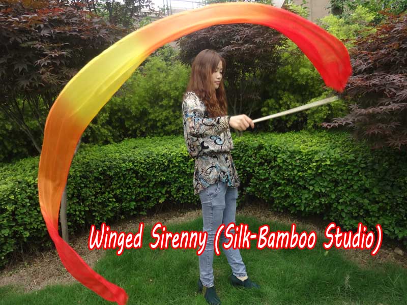 1 piece red-orange-yellow-orange-red 2.5m (98") silk worship streamer