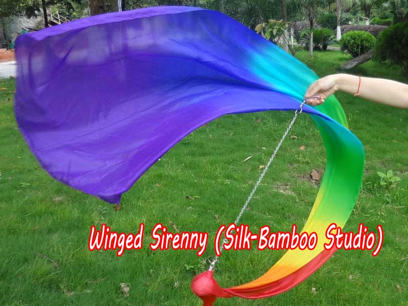 1 Piece Rainbow 2.3m (90") dance silk veil poi
