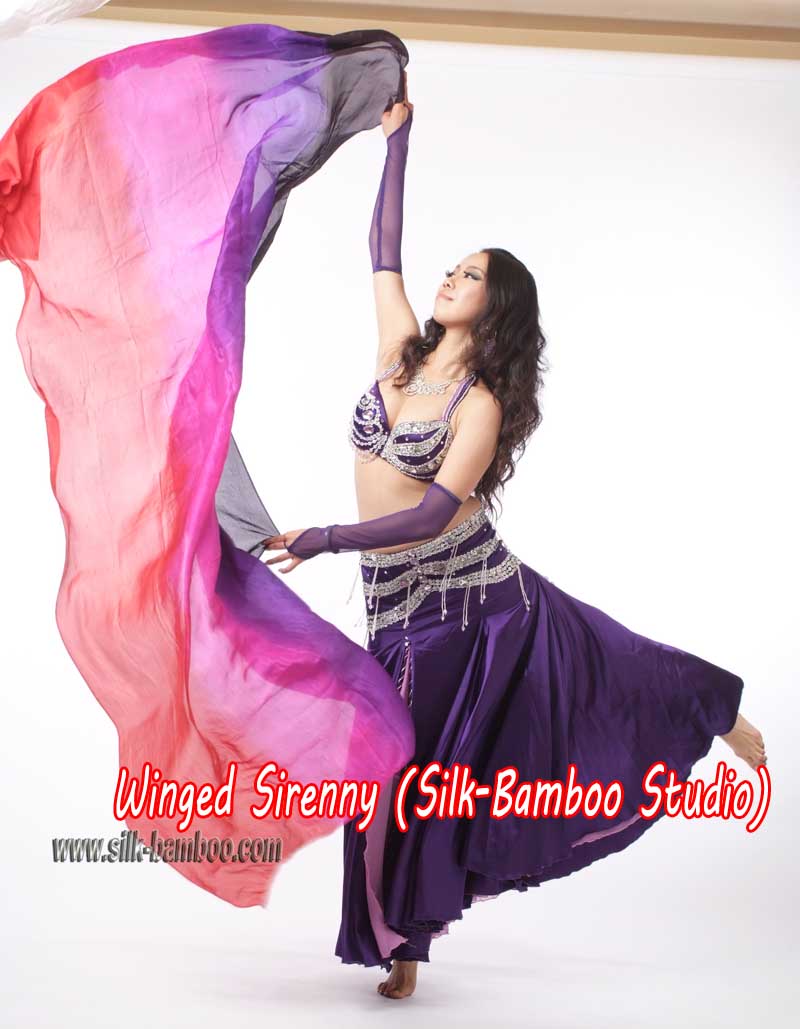 1 piece black-purple-pink-red 5 Mommes colorful belly dance silk veil 