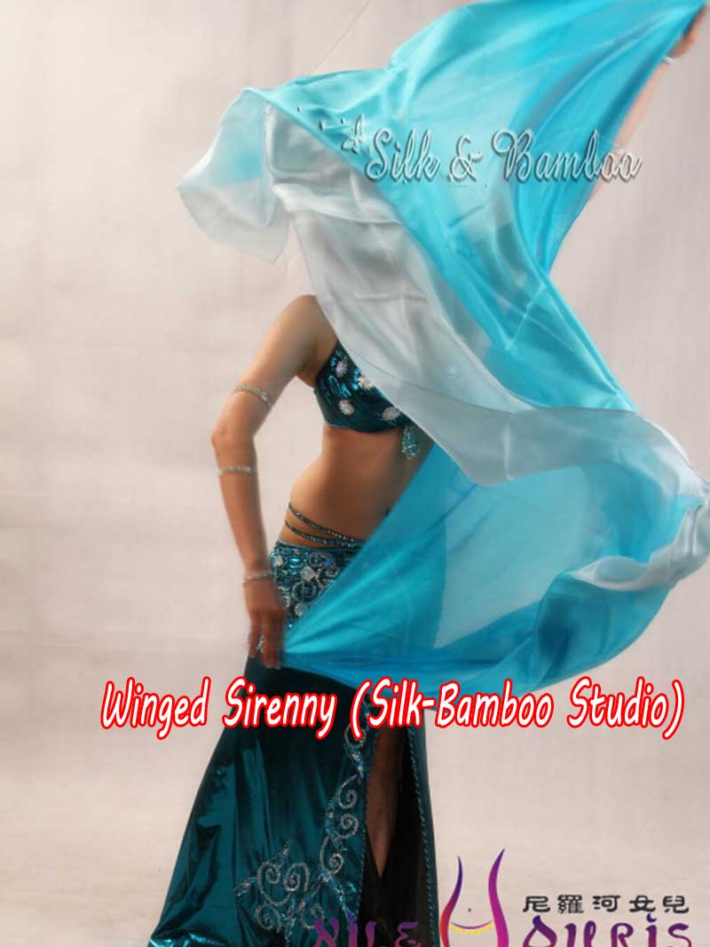 1 piece turquoise shading 5 Mommes belly dance silk veil 
