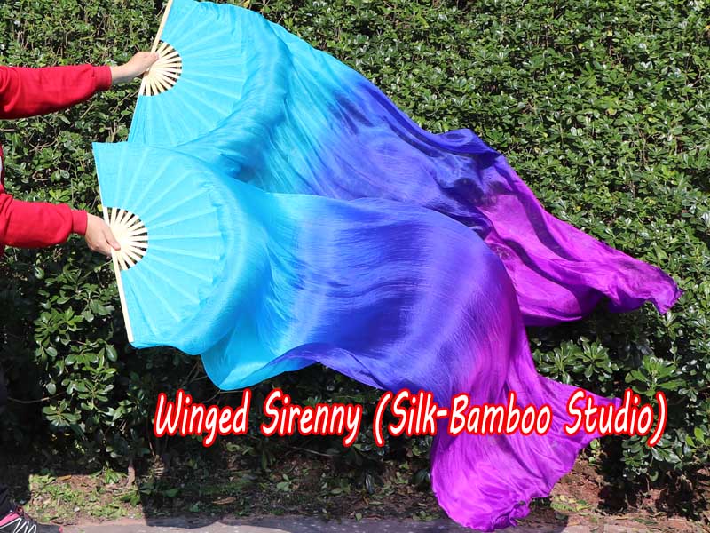 1 pair 1.8m (71") Mystery belly dance silk fan veils