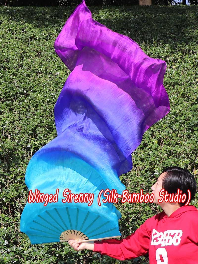 1 pair 1.8m (71") Mystery belly dance silk fan veils