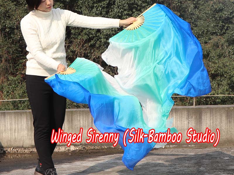 1 pair 1.1m (43") Seacoast long side silk fan veils for kids