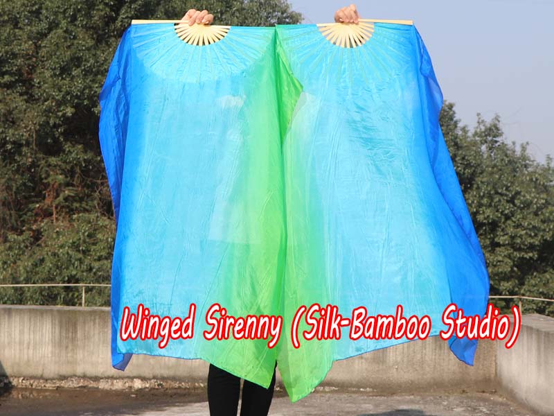 1 pair 1.1m (43") Adventure long stripes silk fan veils for kids