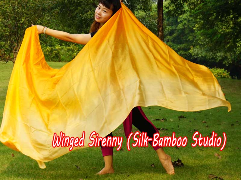 1 piece orange shading 5 Mommes belly dance silk veil 