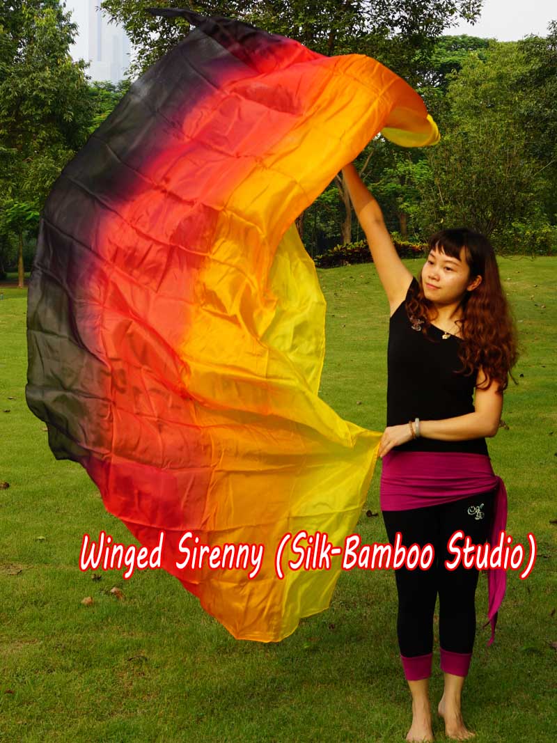 1 piece black-red-orange-yellow 5 Mommes colorful belly dance silk veil 