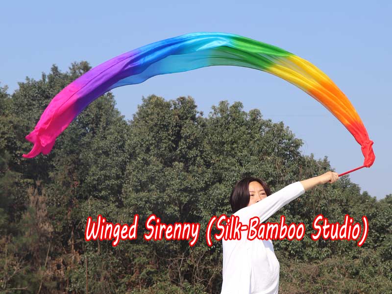 1 piece 2.5m (98") Rainbow worship silk throw streamer