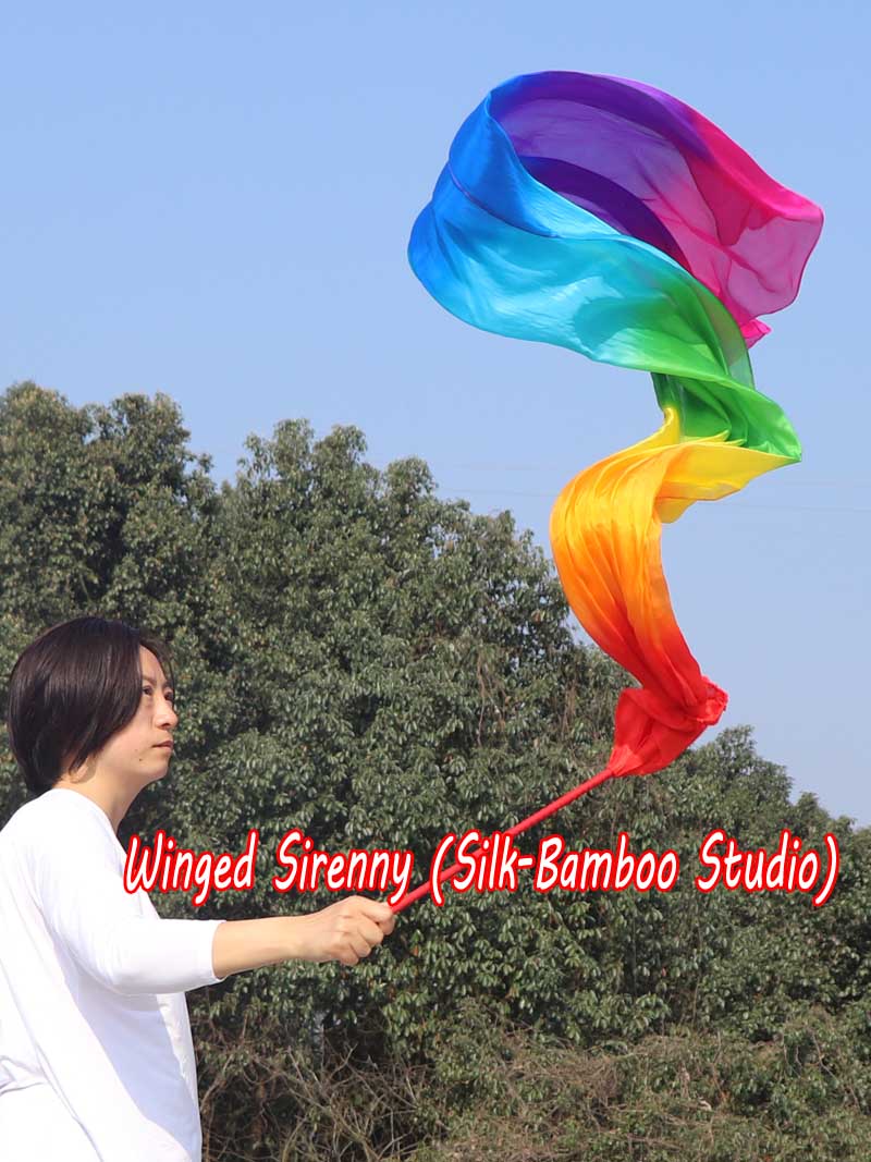 1 piece 2.5m (98") Rainbow worship silk throw streamer