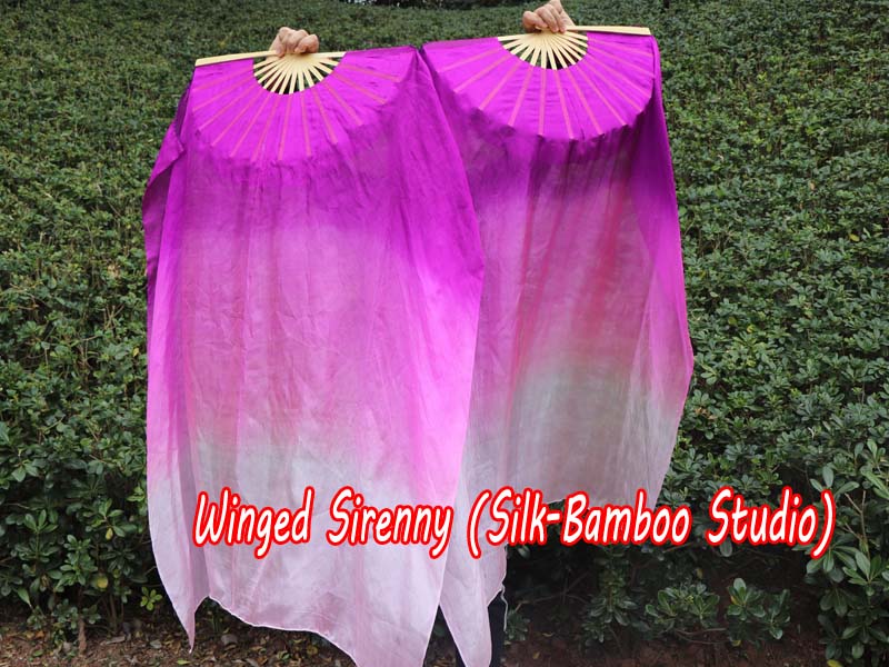 1 pair 1.1m (43") magenta fading silk fan veils for kids