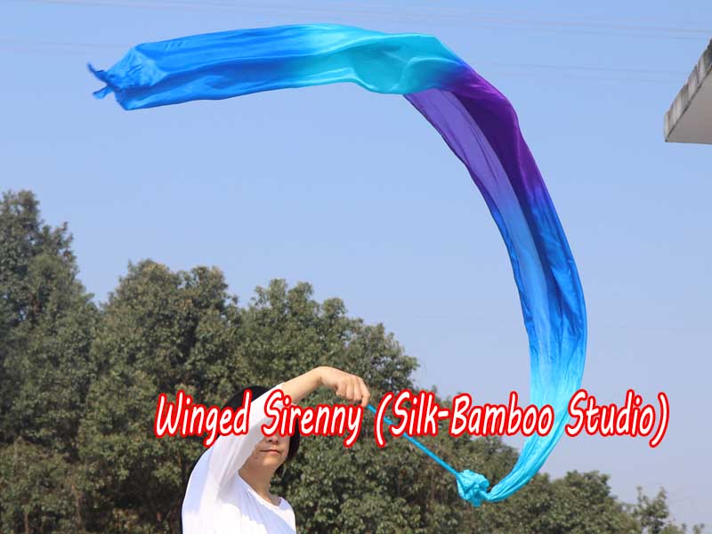 1 piece 2.5m (98") turquoise-blue-purple-turquoise-blue worship silk throw streamer